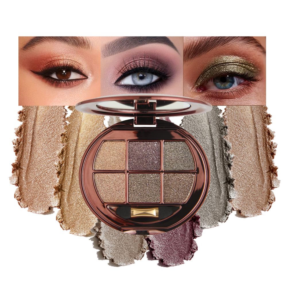 Hxssll 6-Color Shimmer Palette open with built-in mirror for quick touch-ups