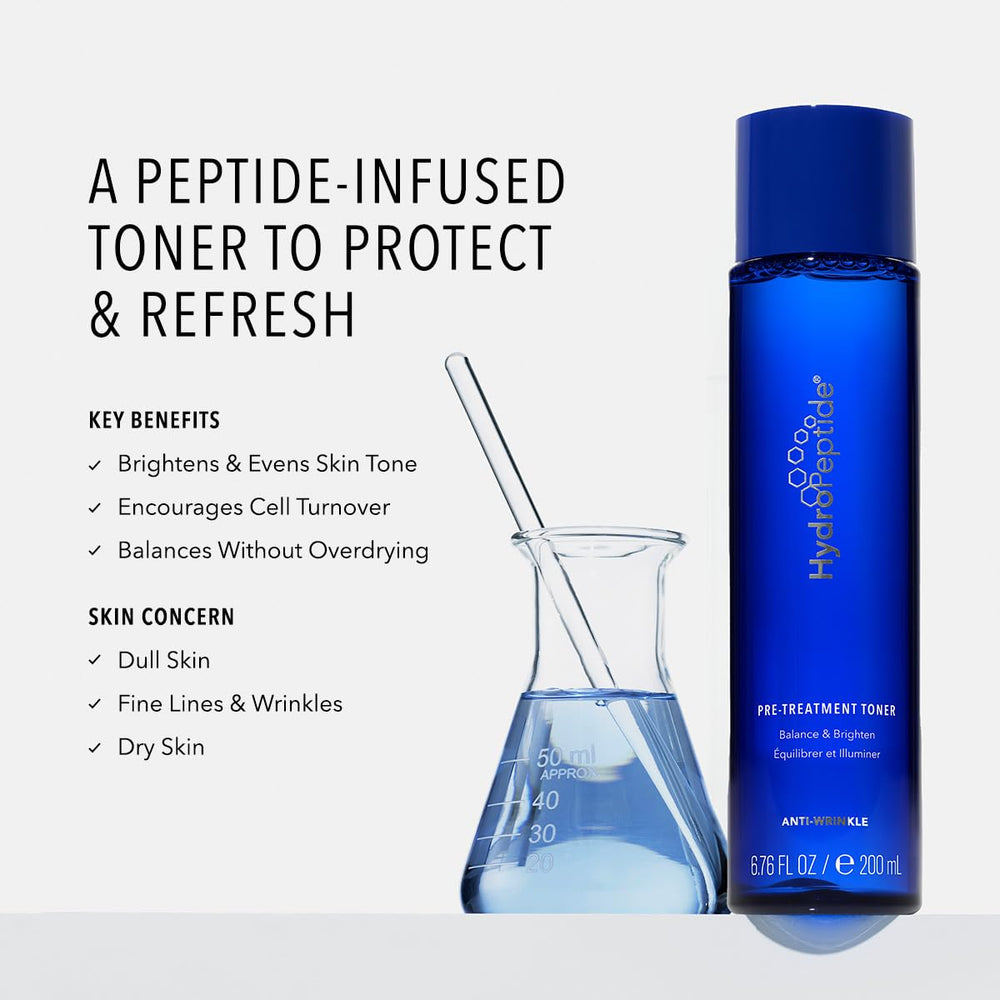 HydroPeptide Balance Toner pump-dispense shows easy application with antioxidant protection