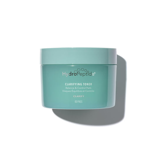 HydroPeptide Clarifying Toner Pads packaging suggests premium balance for daily skincare.