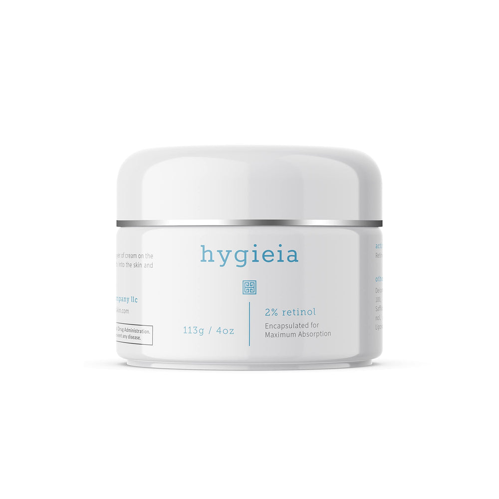 Hygieia + Encapsulated 2% Retinol Cream bottle highlighting liposomal renewal.