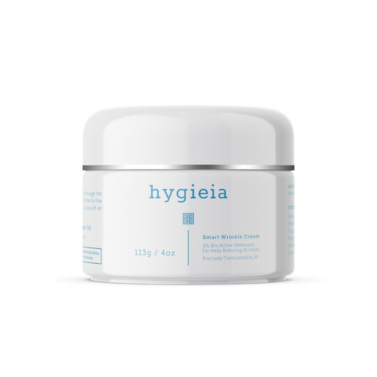Hygieia+ Smart Wrinkle Cream jar closeup highlighting premium packaging and skincare care