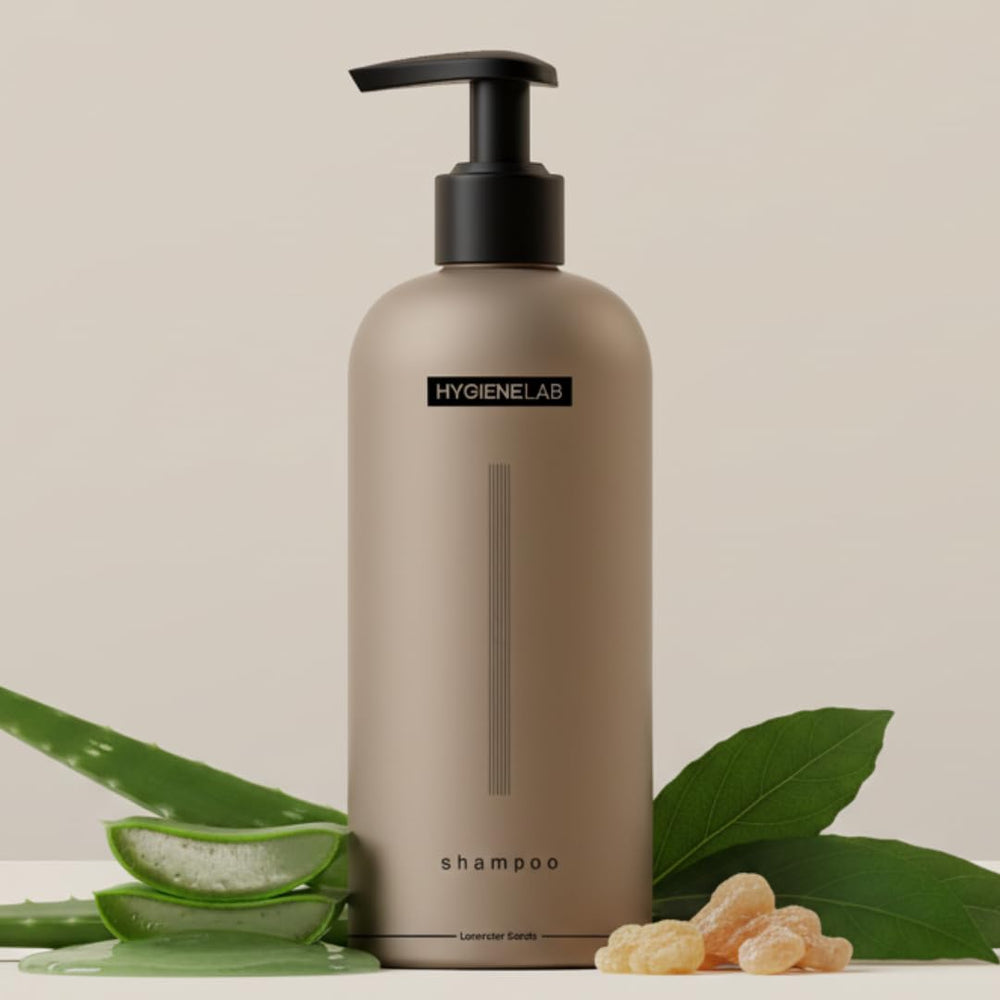 HygieneLab Mens Shampoo bottle fragrance-free for sensitive scalps and daily cleansing.