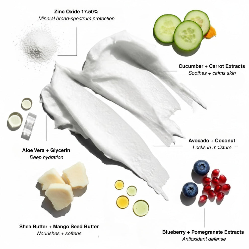 HygieneLab sunscreen with Aloe and Shea provides hydrating protection.