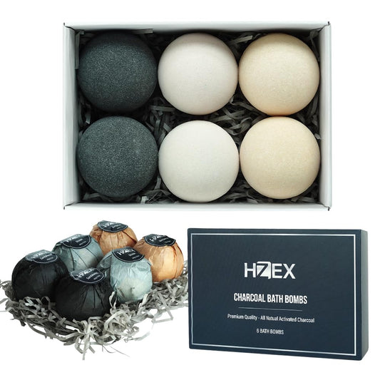 HZEX Charcoal Bath Bombs six-piece set offers spa-like relaxation at home.
