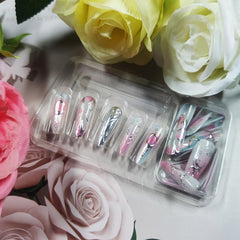 HZJXRT aurora glitter gradient nails enhance party-ready looks.