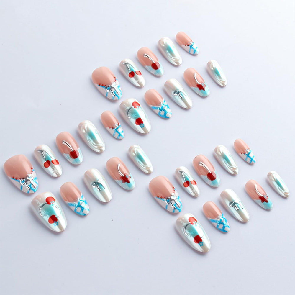 HZJXRT blue gradient French tips with chic shimmer
