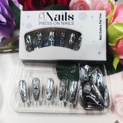 HZJXRT glossy silver French tips nails deliver a chic look.