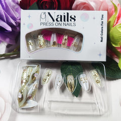 HZJXRT Money Cat Nails almond medium ready for quick at-home manicure.