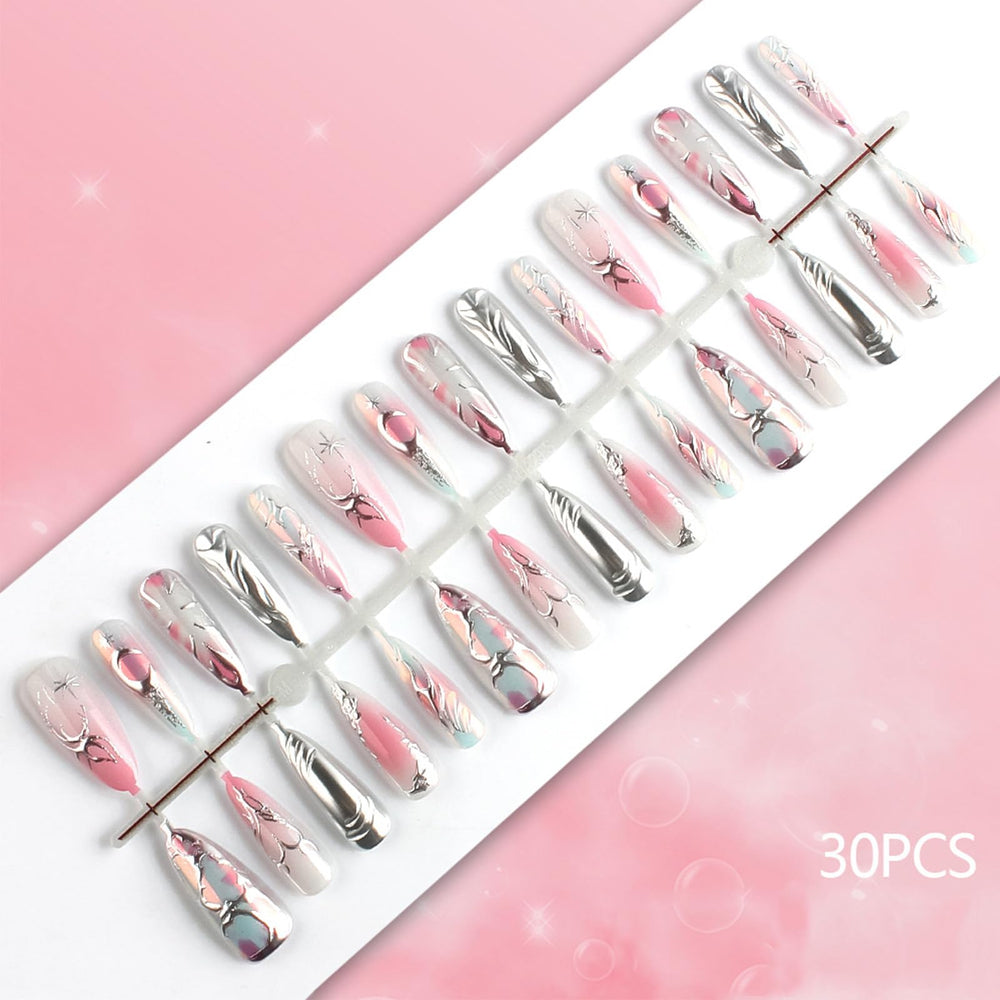 HZJXRT nail kit includes glue stickers and file for quick application.