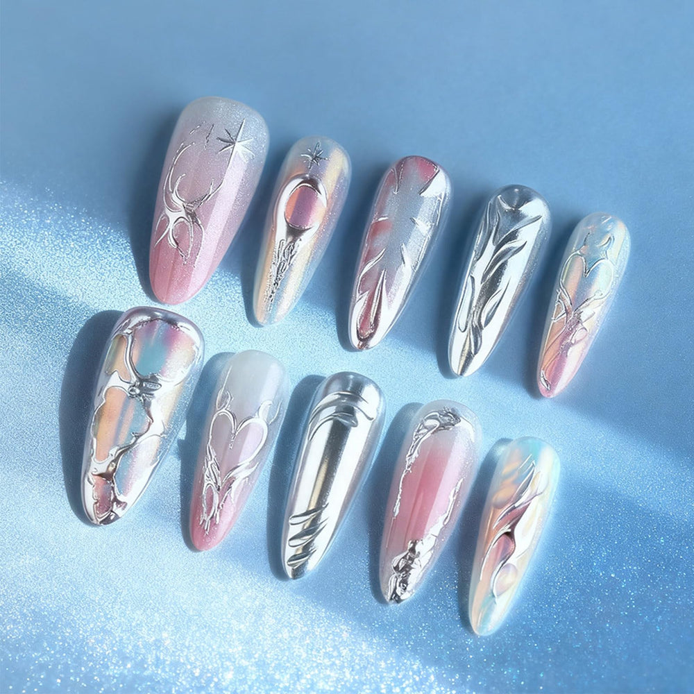 HZJXRT valentines 3D love heart press-on nails for a chic, easy-to-apply look.