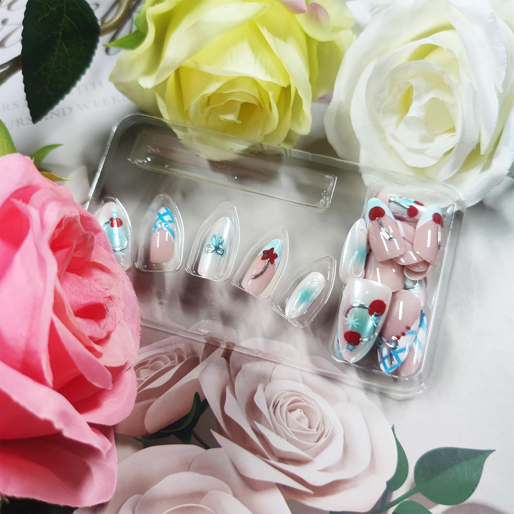 HZJXRT Valentine styled nails with almond shape for romantic outfits