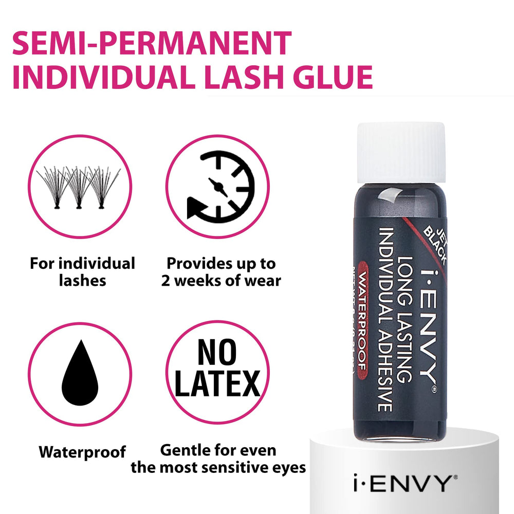 i-ENVY adhesive works with individual lashes and clusters for professional-quality results.