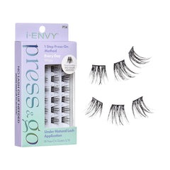 i-ENVY Press&Go lashes packaging highlights quick, glue-free wear for busy mornings.