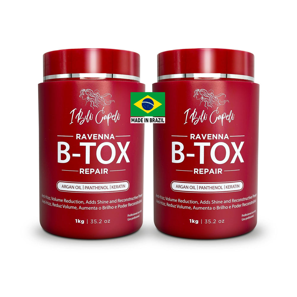 I Belli Capelli Ravenna Repair B-tox bottle shown, formaldehyde-free conditioning option