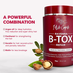 Hair during straightening process with Ravenna Repair B-tox