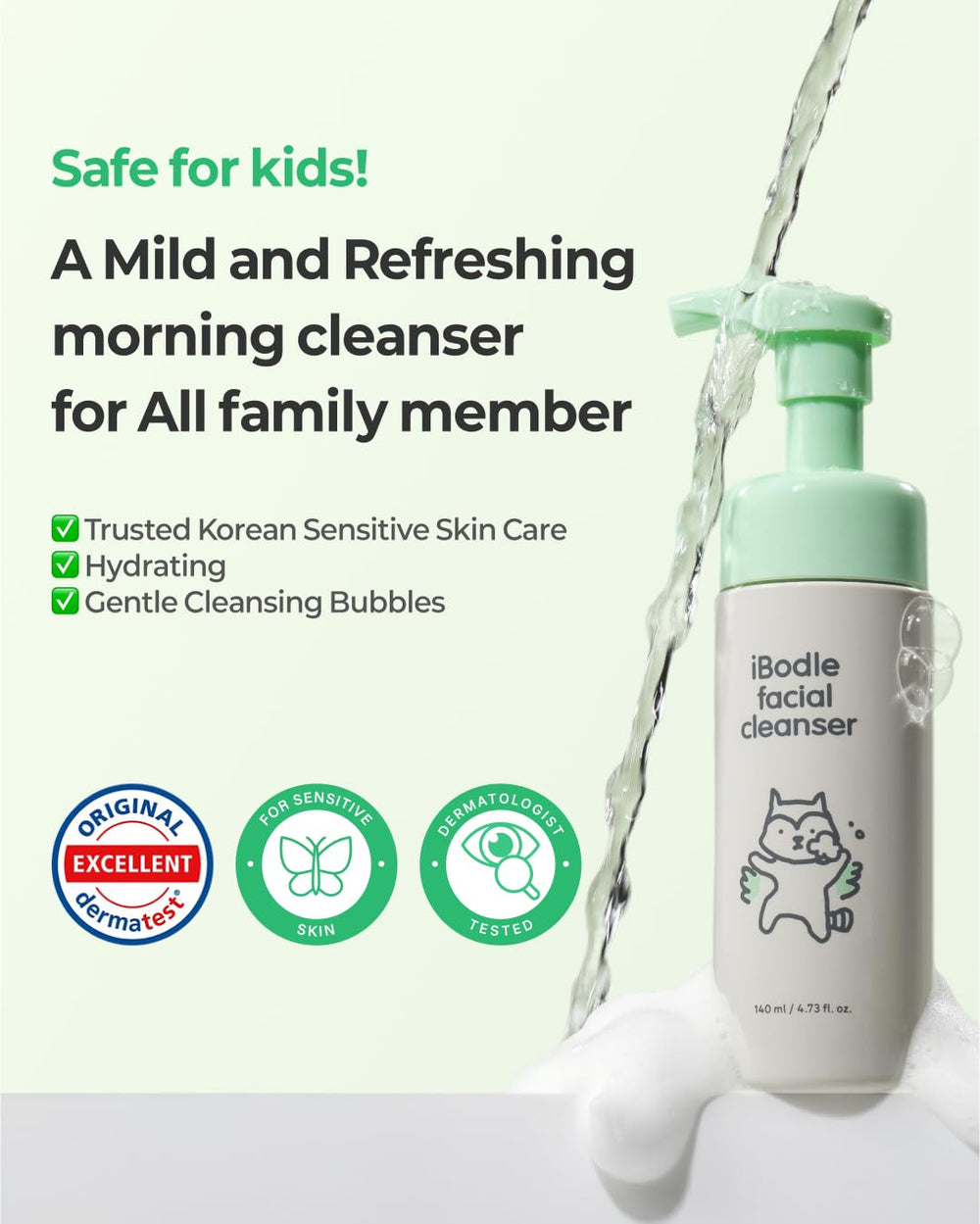 iBodle tear-free application protects eyes during cleansing.