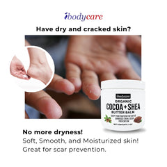 ibodycare Organic balm texture closeup highlighting creamy moisture for daily use.