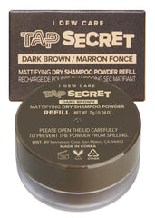 I DEW CARE Tap Secret Biotin Dry Shampoo Dark Brown tub for oil absorption on dark hair