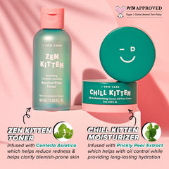I Dew Care Kitten Crush travel bundle includes toner and moisturizer for on-the-go care.