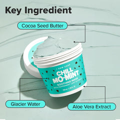 I DEW CARE Chill Mo Mint mask swatch on skin demonstrates refreshing feel.