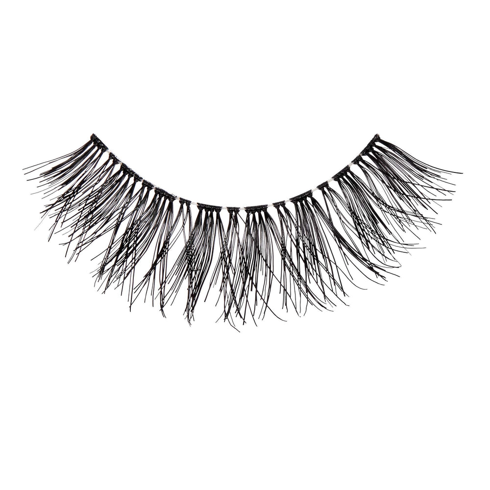 Natural wispy style complements eyeliner and skin tone.