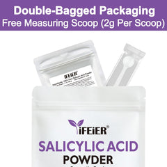 ifeier salicylic acid powder packaging closeup shows sealed container preserving potency.