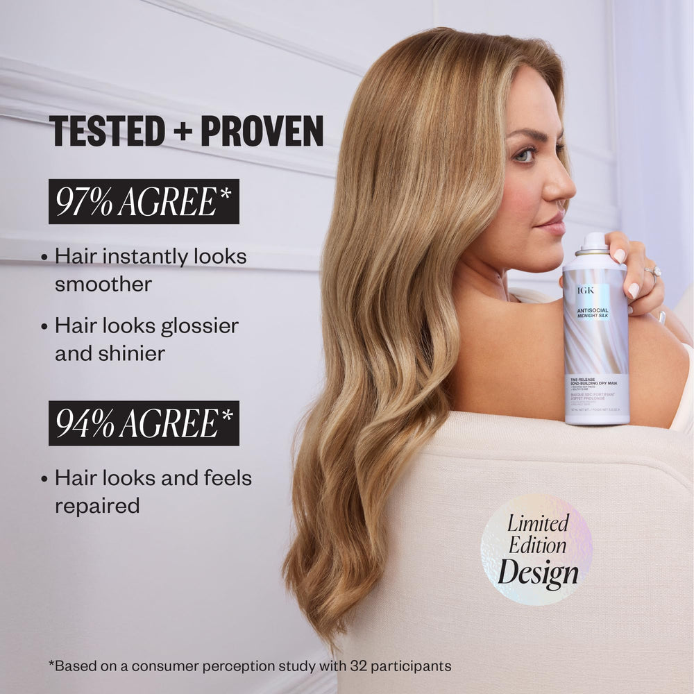 IGK Antisocial Midnight Silk vegan silk protein nourishes and smooths hair