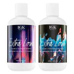 IGK Extra Love shampoo bottle with volumizing formula for fine hair.