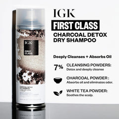 Close-up of charcoal powder used for detox and scalp cleansing in IGK shampoo