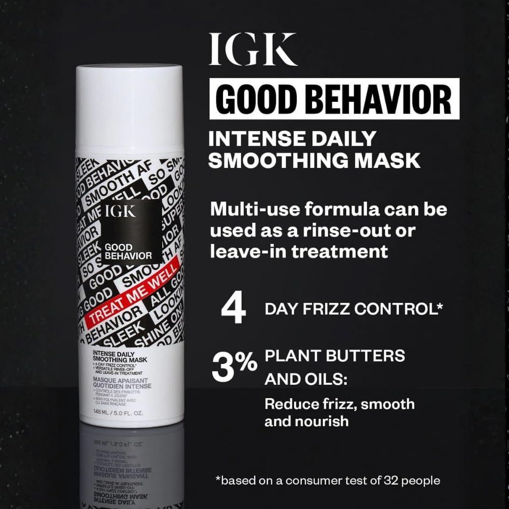 IGK Good Behavior mask spread on hair demonstrates even coverage for nourishment