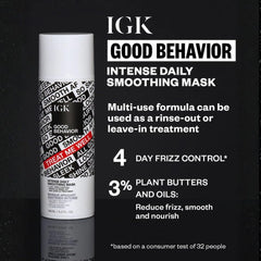IGK Good Behavior mask spread on hair demonstrates even coverage for nourishment