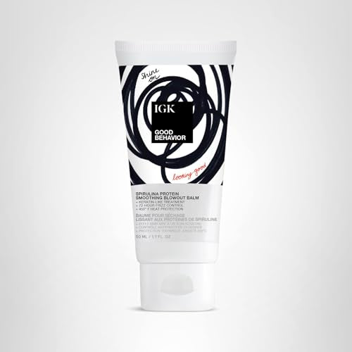 IGK Good Behavior Spirulina Balm hair blowout with sleek shine