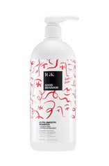 IGK GOOD BEHAVIOR Ultra Smooth Shampoo liter bottle front for silky, frizz-free results.