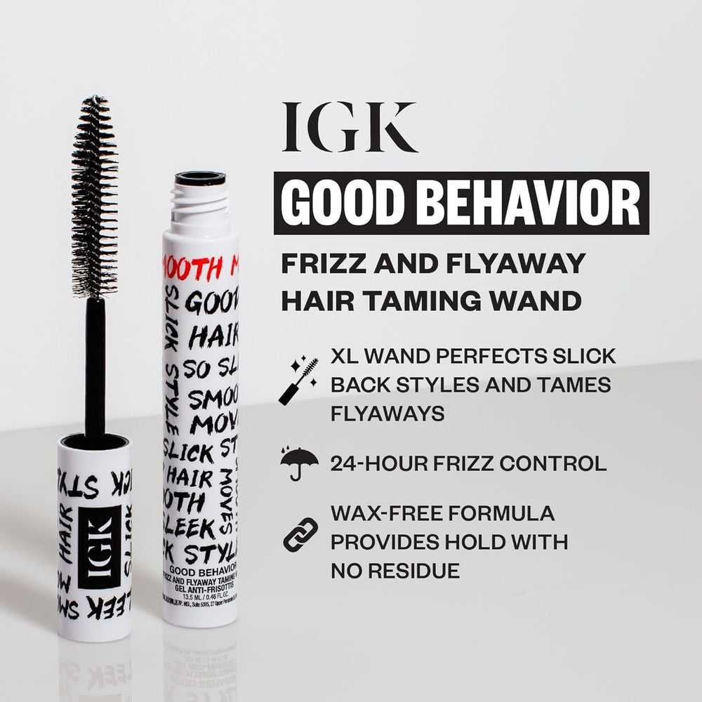 IGK Good Behavior wand showing frizz-control on flyaways