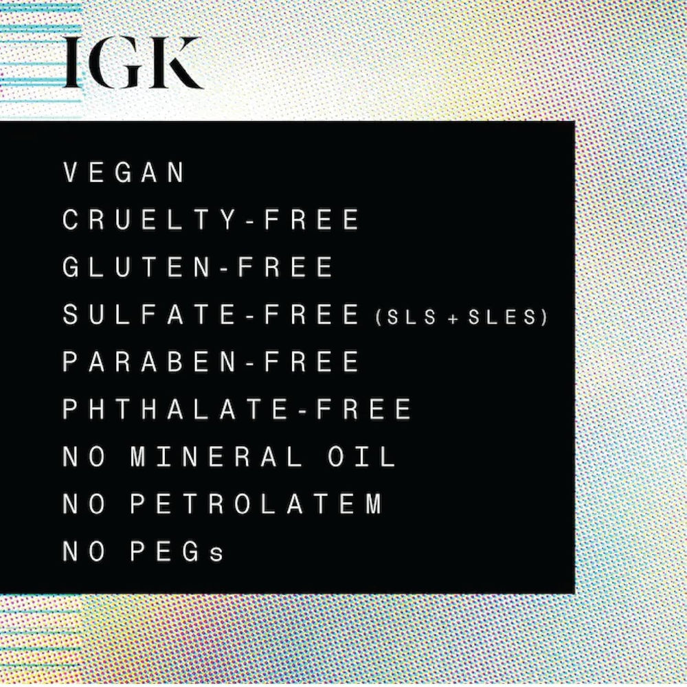 IGK Jet Lag packaging highlighting Leaping Bunny certification and clean ingredients