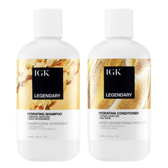 IGK Legendary Dream Hair shampoo bottle close-up highlighting hydration and shine potential.