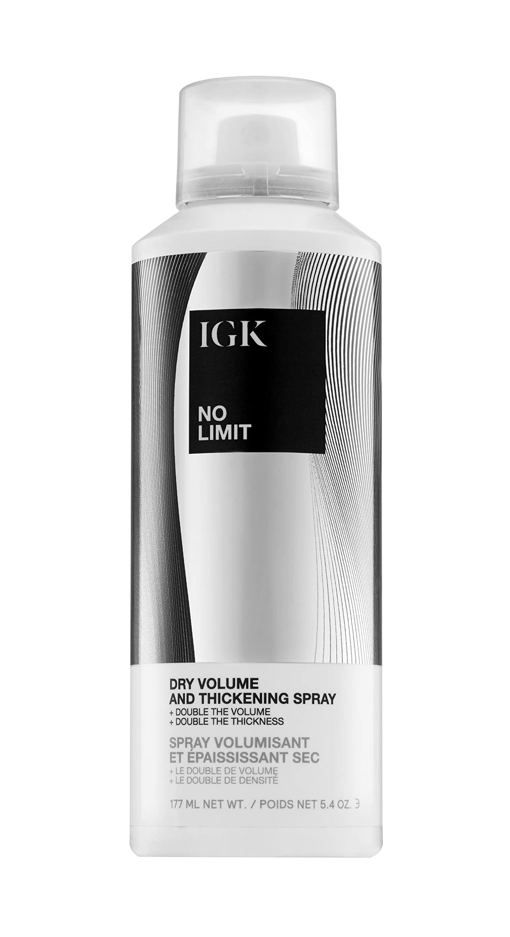 IGK No Limit dry volume bottle showing weightless body for daily lift.