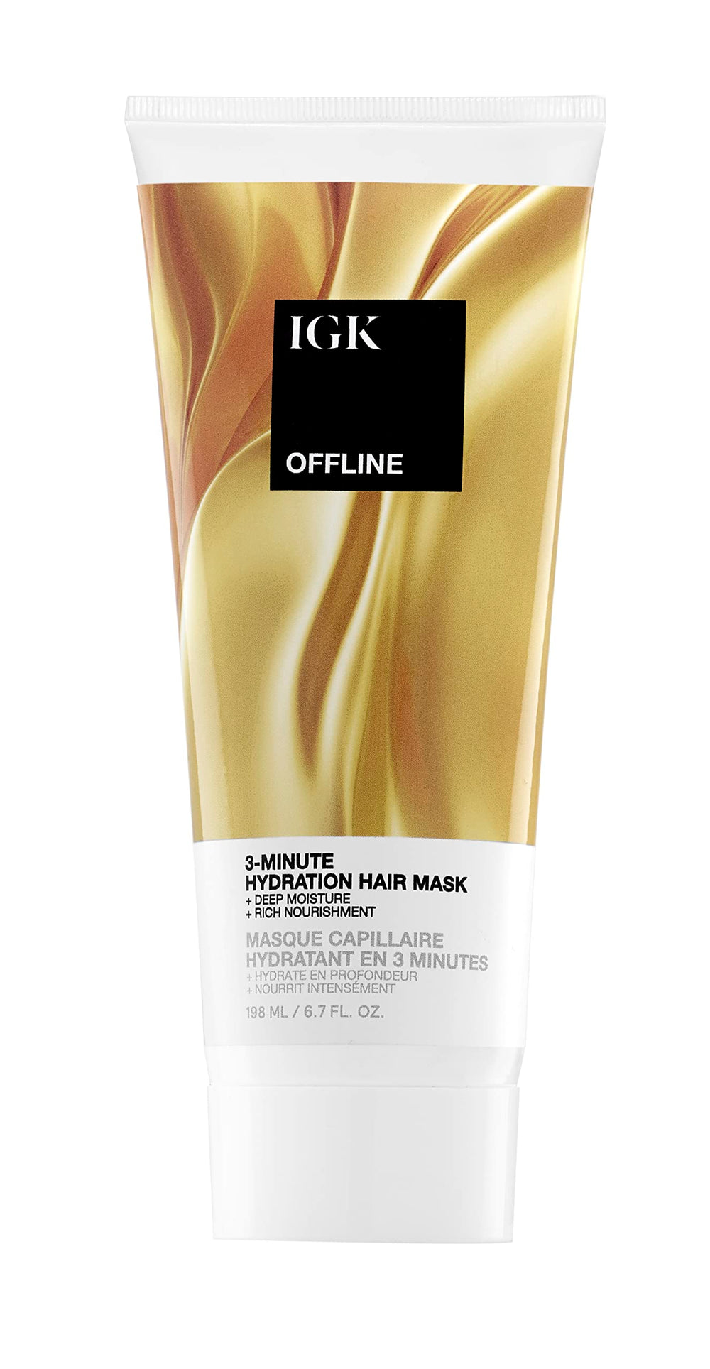 IGK Offline hair mask jar front view emphasizing hydration.