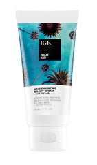 IGK Rich Kid Coconut Oil Gel Travel bottle closeup highlighting lightweight hold.