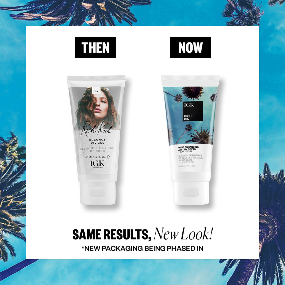 IGK Rich Kid Coconut Oil Gel Travel creamy texture demonstrating easy styling.