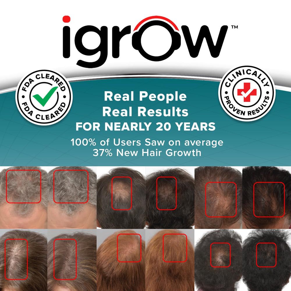 iGrow headphones fit close-up for comfortable scalp treatment at home