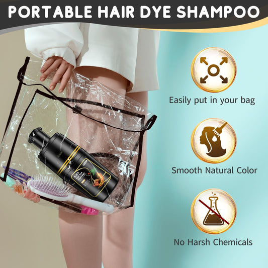 IIIMEIDU black hair dye shampoo bottle highlights at-home color convenience and gray coverage.