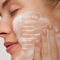 ILIA Cleanse foaming lather close-up, highlighting a luxurious makeup-removing foam.