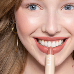 ILIA Color Block Lipstick Amberlight packaging emphasizing sustainable design.