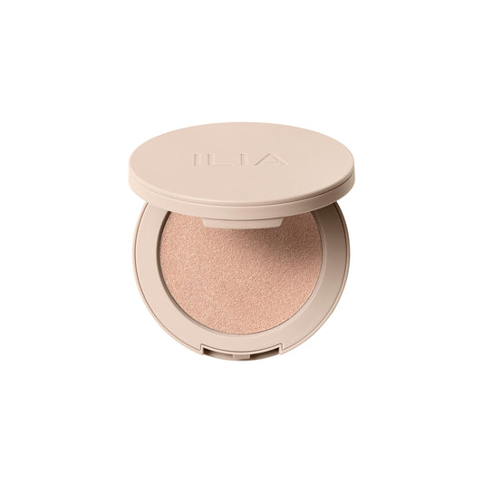 ILIA Lightshift Cream Highlighter Glint compact with soft champagne glow