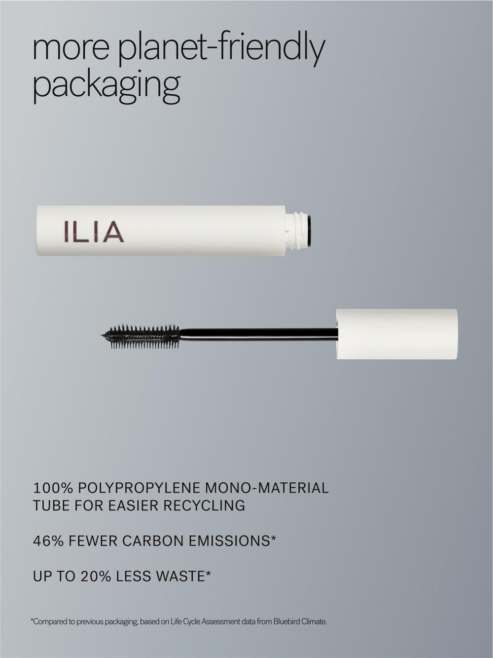 Cruelty-free labeling on ILIA Limitless Lash Mascara packaging signals ethical choice.