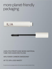 Cruelty-free labeling on ILIA Limitless Lash Mascara packaging signals ethical choice.