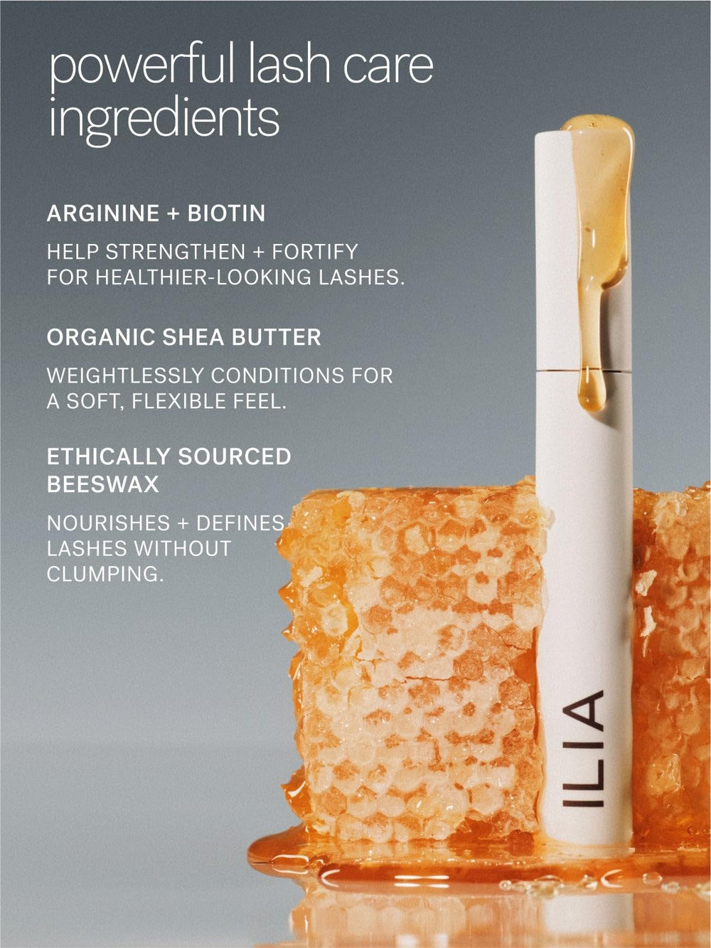 ILIA Limitless Lash Mascara tube with natural ingredients branding highlights a gentle feel.