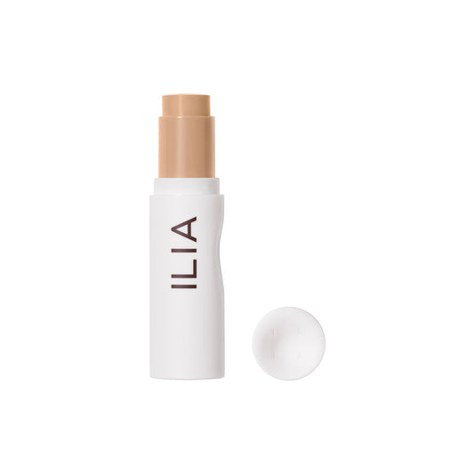 ILIA Skin Rewind bottle closeup for a premium, long-wear finish.