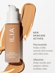 Graphic of niacinamide and allantoin ingredients in ILIA foundation